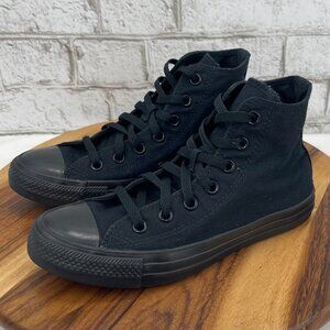Converse All Star Chuck Taylor Womens 7.5 Triple Black Canvas Hi Top Shoes